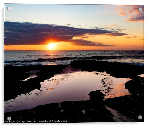 Sunrise at Thornwick Bay. Acrylic by Craig Yates