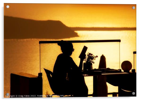 Santorini Sunset Table For One. Acrylic by Craig Yates