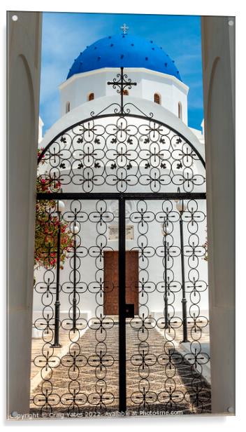 Santorini Church Gates Acrylic by Craig Yates