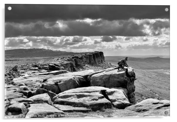 Stanage Edge Rock Climber Acrylic by Craig Yates