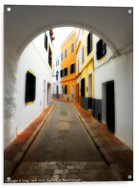Menorca Backstreet Ciutadella. Acrylic by Craig Yates