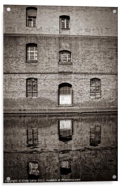 Canal Building Reflection Sepia Acrylic by Craig Yates
