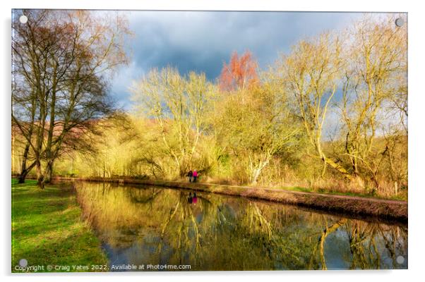 Cromford Canal Reflection Derbyshire Acrylic by Craig Yates