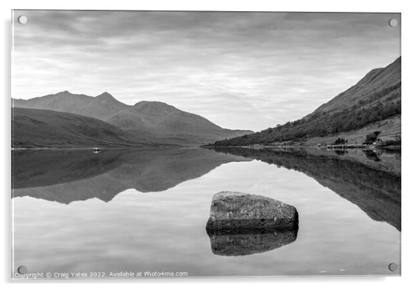 Loch Etive Scotland Black and White Acrylic by Craig Yates