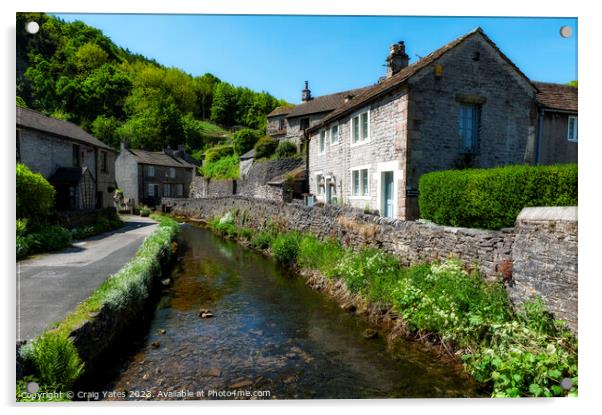 Peakshole Water Castleton Village Derbyshire Acrylic by Craig Yates