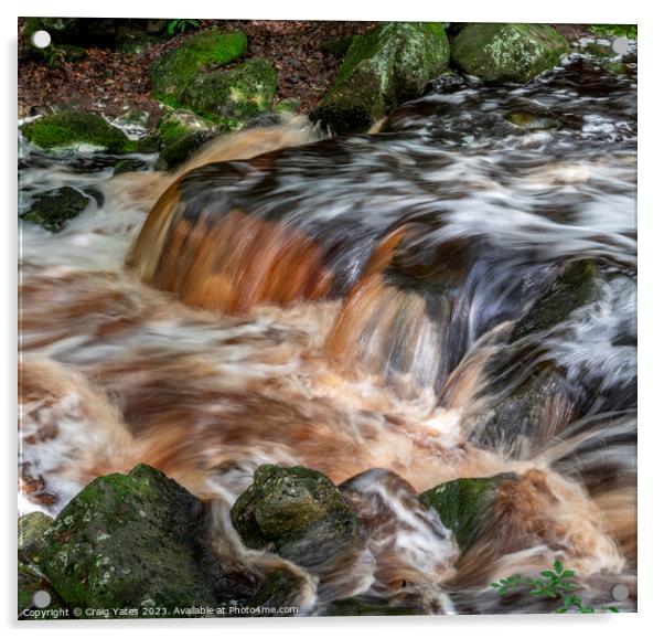 Padley Gorge Waterfall Rapids Acrylic by Craig Yates