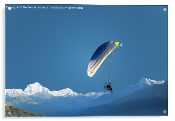 Powered Hang-Glider over Mountain Acrylic by Stephen Pimm