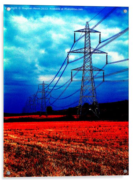 Pylons Red Blue Acrylic by Stephen Pimm