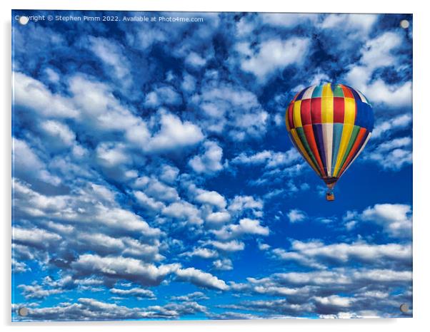 A colorful ballon flying in the sky Acrylic by Stephen Pimm
