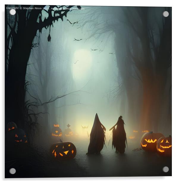 AI Halloween Scene Acrylic by Stephen Pimm