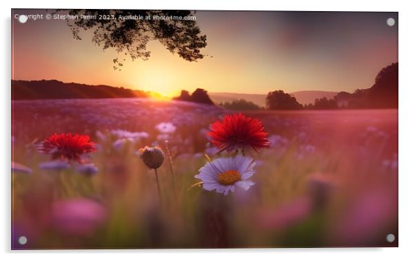 Flower Meadow Sunrise Acrylic by Stephen Pimm