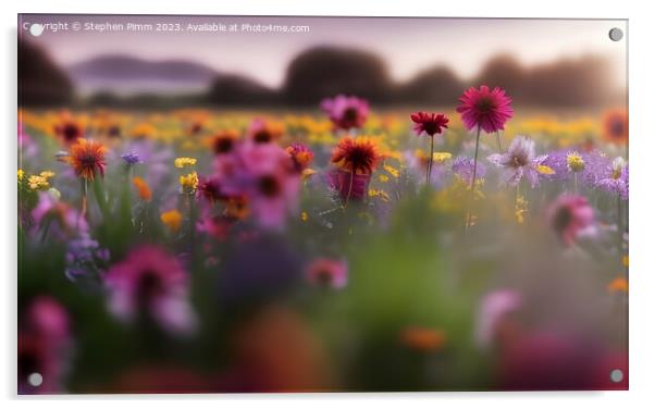 Wild Flower Meadow Acrylic by Stephen Pimm