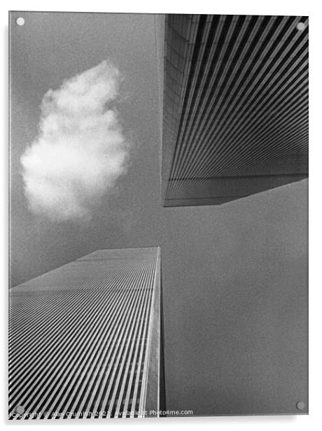 Twin Towers and cloud, New York, 1980 Acrylic by Alan Crumlish