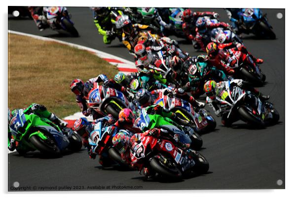 British Superbikes Racing Acrylic by Ray Putley