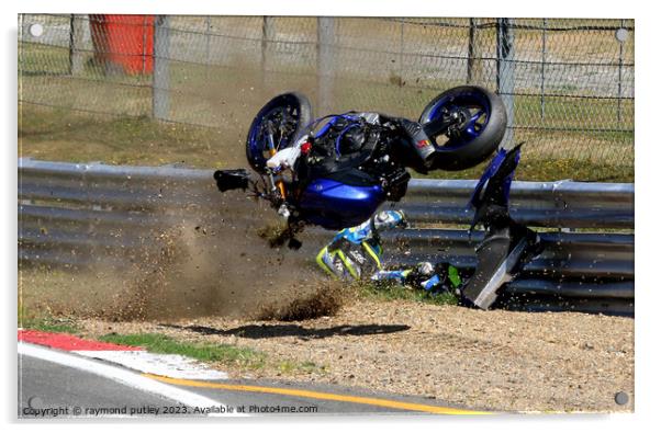 Motorcycle Crash Acrylic by Ray Putley