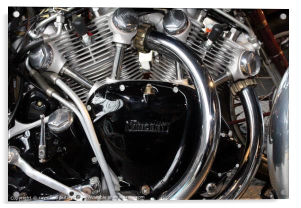 1955 Vincent Black Shadow Series D Engine. Acrylic by Ray Putley