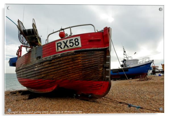 Hastings Seafront - Fishing Boat Acrylic by Ray Putley