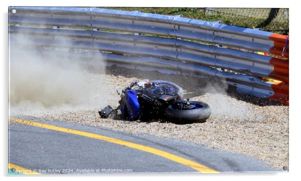 Motorcycle Race Track Mishaps Acrylic by Ray Putley