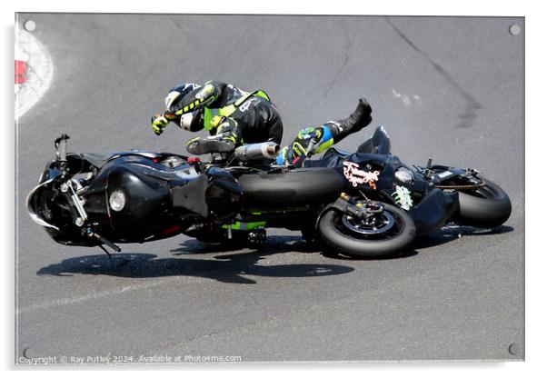 Motorcycle Race Track Mishaps Acrylic by Ray Putley