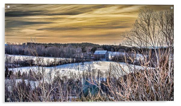 Winter Farmland Acrylic by Ken Oliver