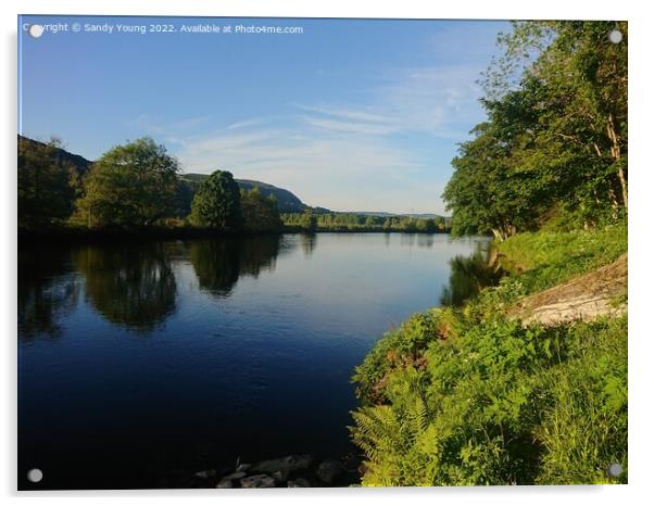 Majestic River Tay in Perthshire Acrylic by Sandy Young