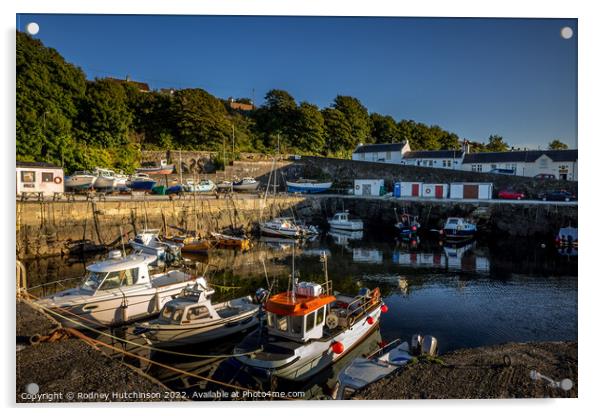 A Serene Evening at Dunure Harbour Acrylic by Rodney Hutchinson