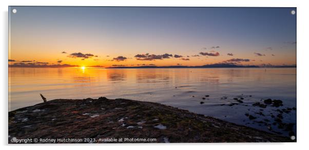 Sunset over the Firth of Clyde Acrylic by Rodney Hutchinson