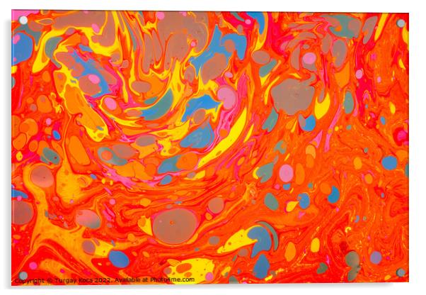 Abstract marbling art patterns as colorful backgro Acrylic by Turgay Koca