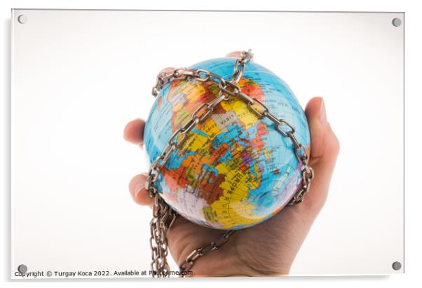 Chained globe Acrylic by Turgay Koca