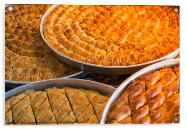 Traditional Turkish dessert Baklavain tray  from Turkey Acrylic by Turgay Koca