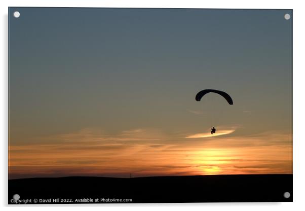 Sunset Paraglider Acrylic by David Hill