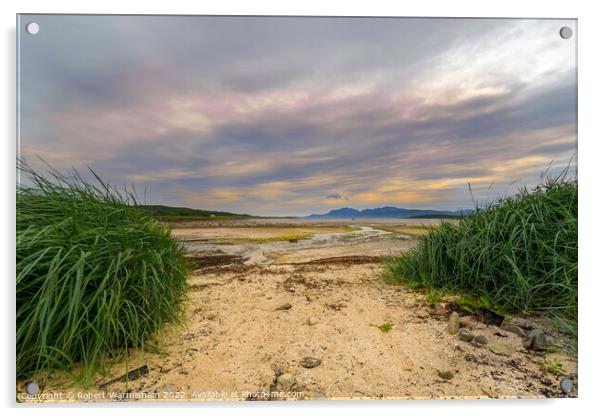 Sunset on St. Ninians beach Bute Acrylic by RJW Images