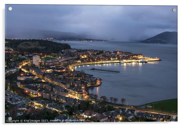 Gourock to Argyll in the evening Acrylic by RJW Images