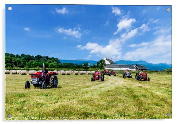 Vintage Tractors in the Scottish Landscape Acrylic by RJW Images