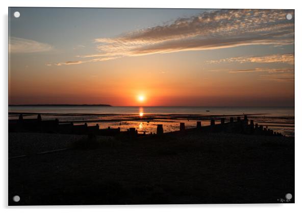 Whitstable Beach Sunset Acrylic by Kate Lake