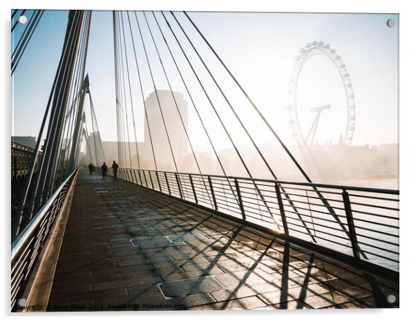 London Bridge with fog Acrylic by Simo Wave