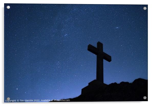 Night Sky Cross Acrylic by Tim Gamble