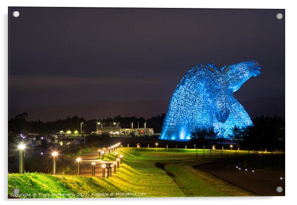 Helix, Kelpies Sculpture, Clydesdale Horses in Fal Acrylic by Tracy McMenemy