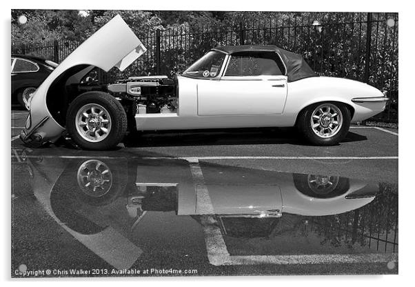 Jaguar E-Type reflection Acrylic by Chris Walker