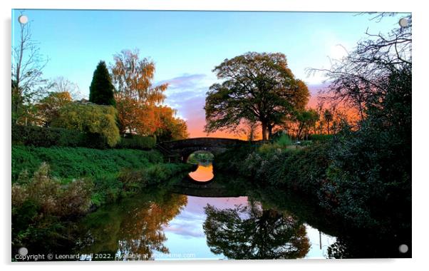 Beautiful bridge on the Shropshire union canal Acrylic by Leonard Hall