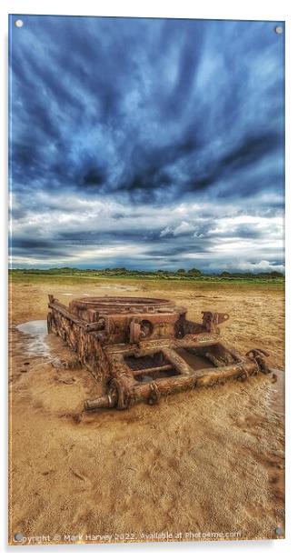 Very old remains of an abandoned a34 comet tank Acrylic by Mark Harvey