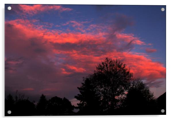 red sky at dusk Acrylic by Sally Wallis