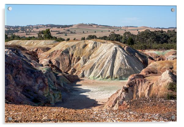 Worked out copper mine, Kapunda, South Australia Acrylic by Sally Wallis