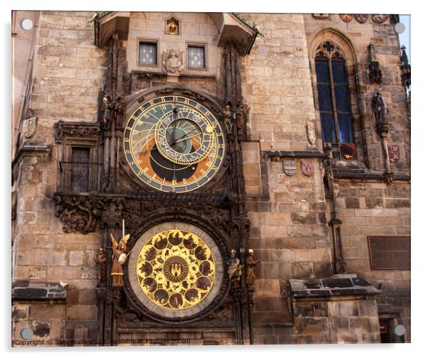 Prague Astrological Clock Acrylic by Sally Wallis