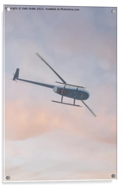 Helicopter flying  Acrylic by Sally Wallis