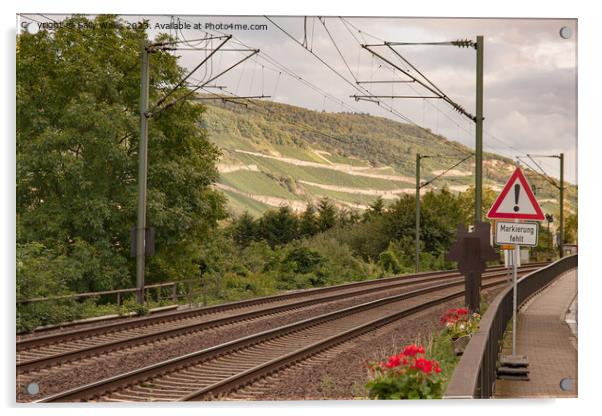 Railway Line Trechtingshausen Acrylic by Sally Wallis