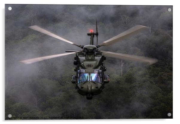 Helicopter low level above the jungle  Acrylic by Bart Rosselle
