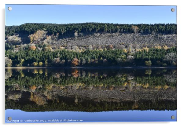 Reflections in Pontsticill Reservoir on quiet day  Acrylic by  Garbauske