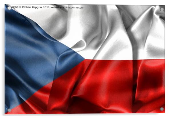Czechia flag - realistic waving fabric flag Acrylic by Michael Piepgras