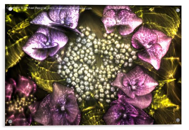 3D-Illustration of spring flowers with a high energy kirlian fie Acrylic by Michael Piepgras